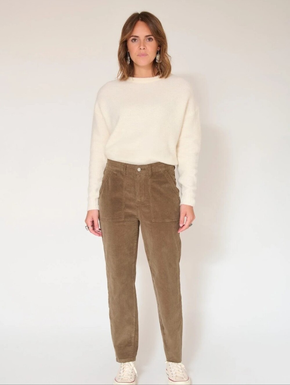 MKT Studio Phenomene Velvet Chic Corduroy Utility Pants Brown Khaki 29